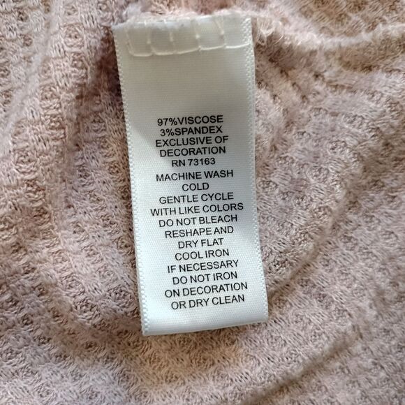 Cupio Flowy Light Pink Waffle Knit Tunic Top Size Large - Picture 6 of 6